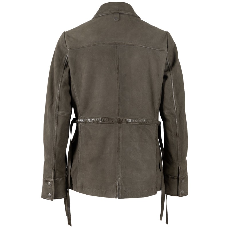 Geaca Lunga de Piele Dama Mauritius Olive MWAmma – Geci de Piele