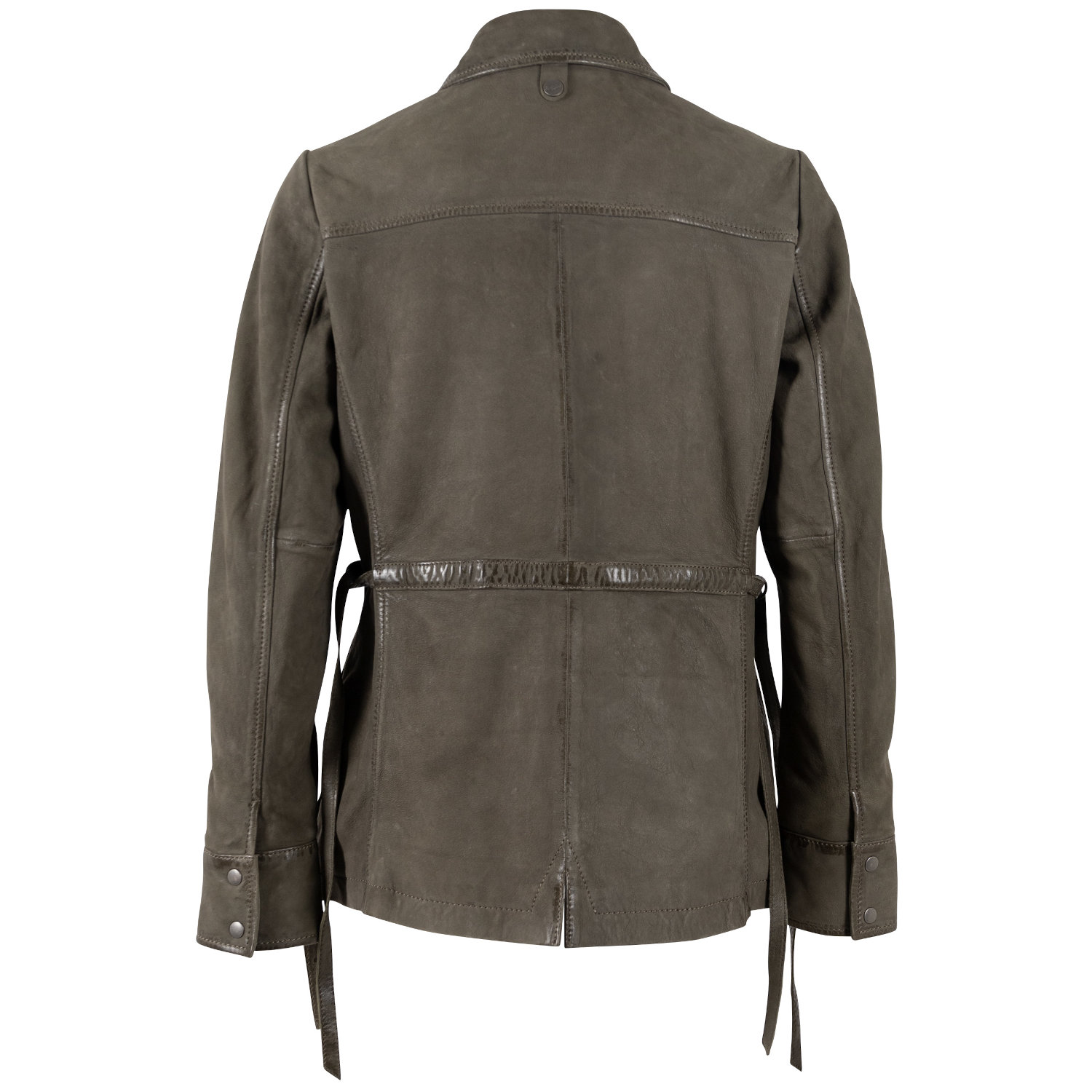 Geaca Lunga de Piele Dama Mauritius Olive MWAmma – Geci de Piele
