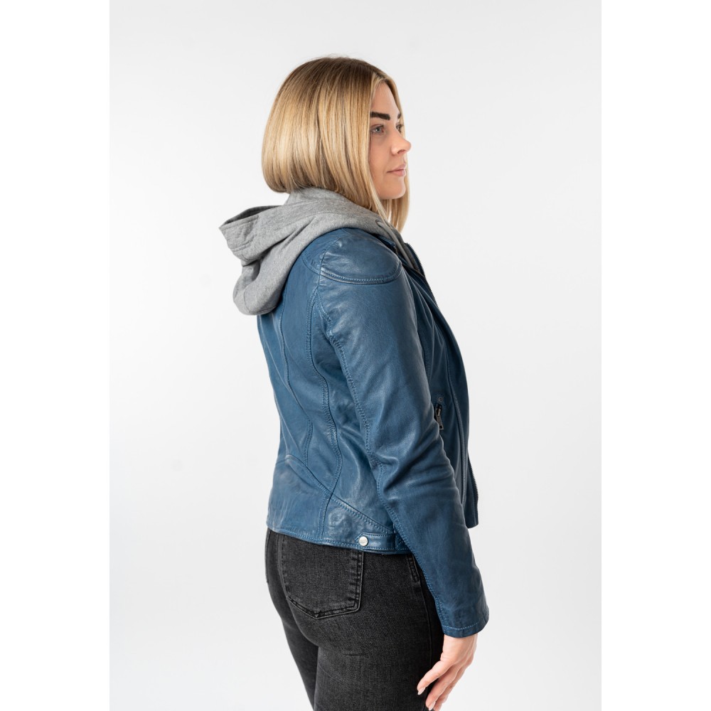 Geaca de Piele Dama Mauritius Albastra MWAmmy