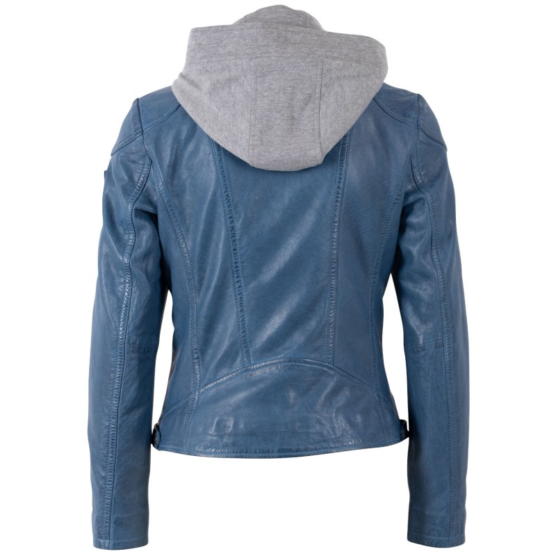 Geaca de Piele Dama Mauritius Albastra MWAmmy – Geci de Piele