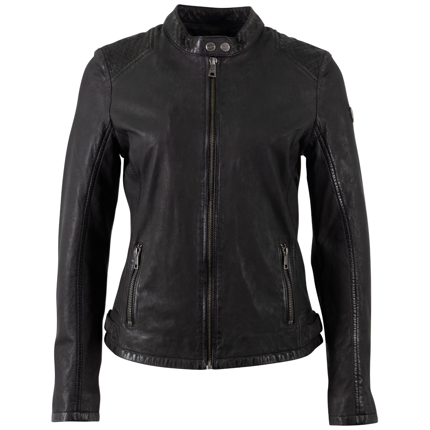 Geacă de Piele Damă Mauritius MWAndina Neagră Slim Fit stil biker elegant