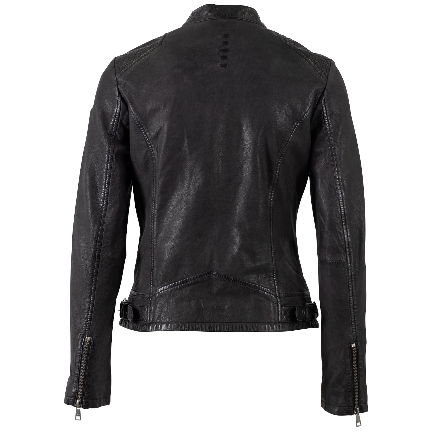 Geacă de Piele Damă Mauritius MWAndina Neagră Slim Fit stil biker elegant