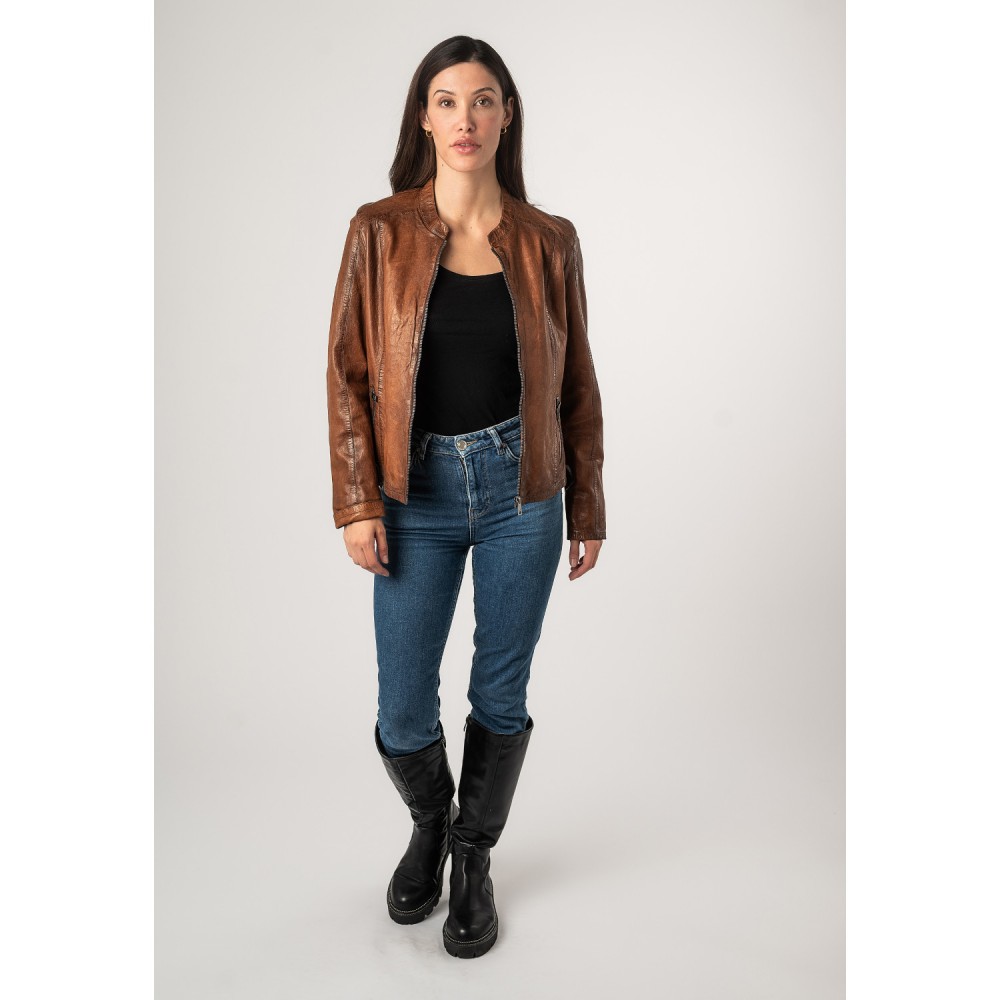 Geaca de Piele Dama Mauritius Coniac MWAndriana - readytowear