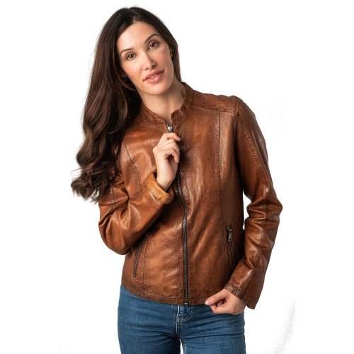 Geaca de Piele Dama Mauritius Coniac MWAndriana