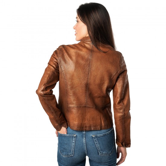 Geaca de Piele Dama Mauritius Coniac MWAndriana