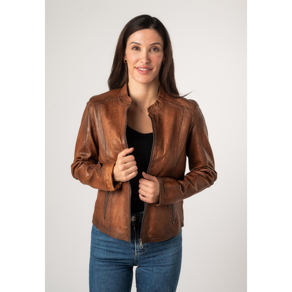 Geaca de Piele Dama Mauritius Coniac MWAndriana - readytowear