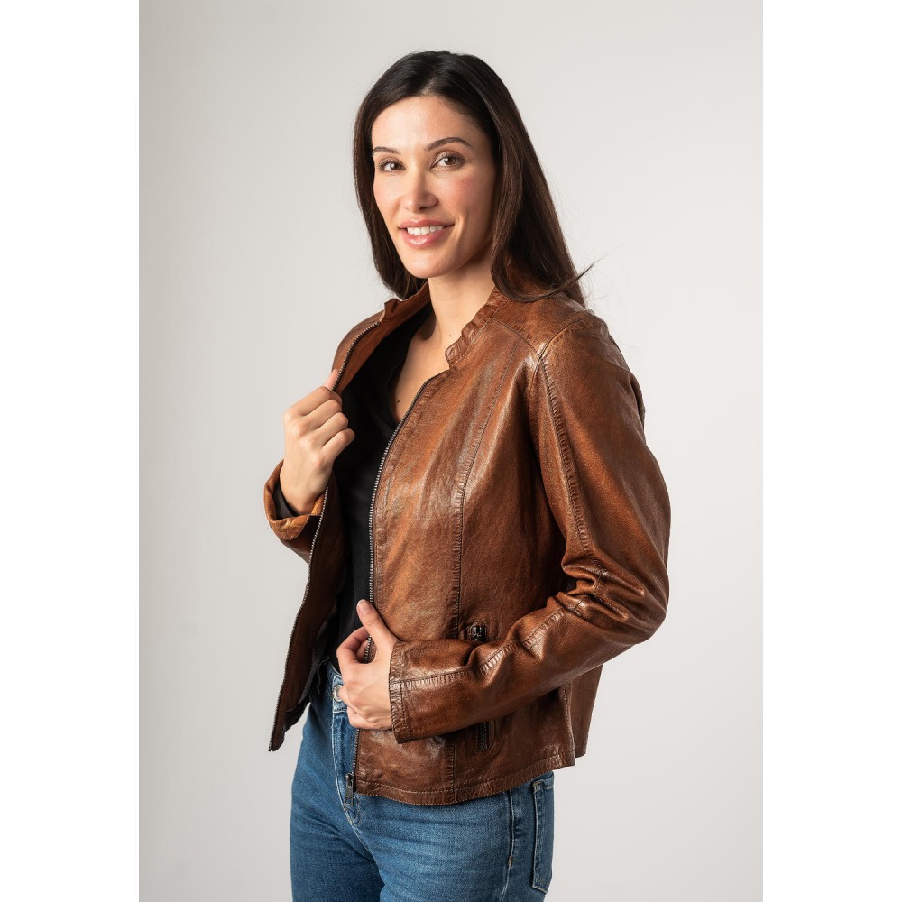 Geaca de Piele Dama Mauritius Coniac MWAndriana - readytowear