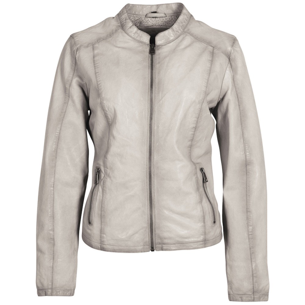 Geaca de Piele Dama Mauritius Gri Argintiu MWAndriana - readytowear