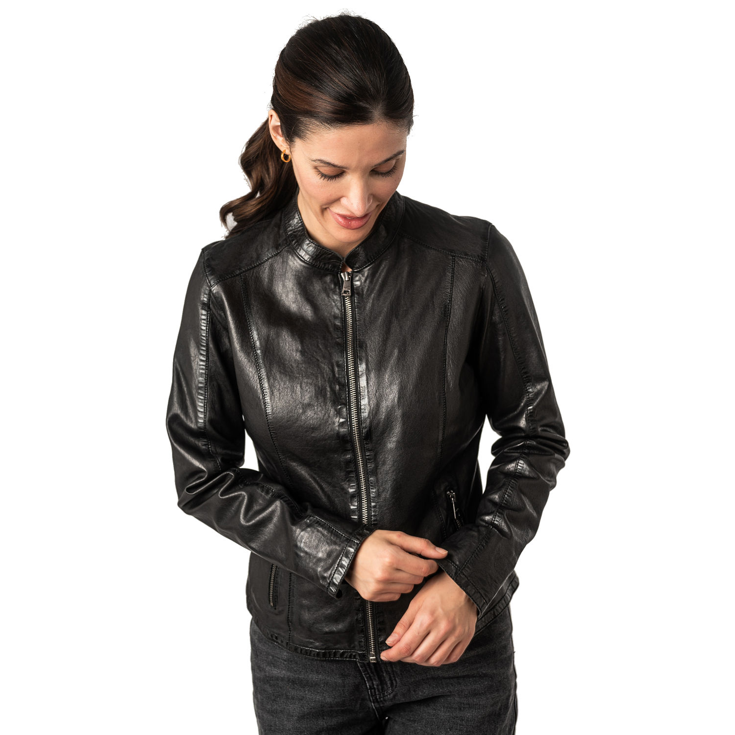 Geaca de Piele Dama Mauritius Neagra MWAndriana – Black Friday