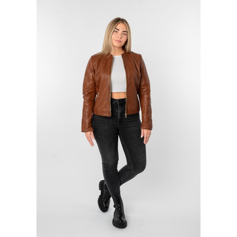 Geaca de Piele Dama Mauritius Coniac MWArmaly – Geci de Piele
