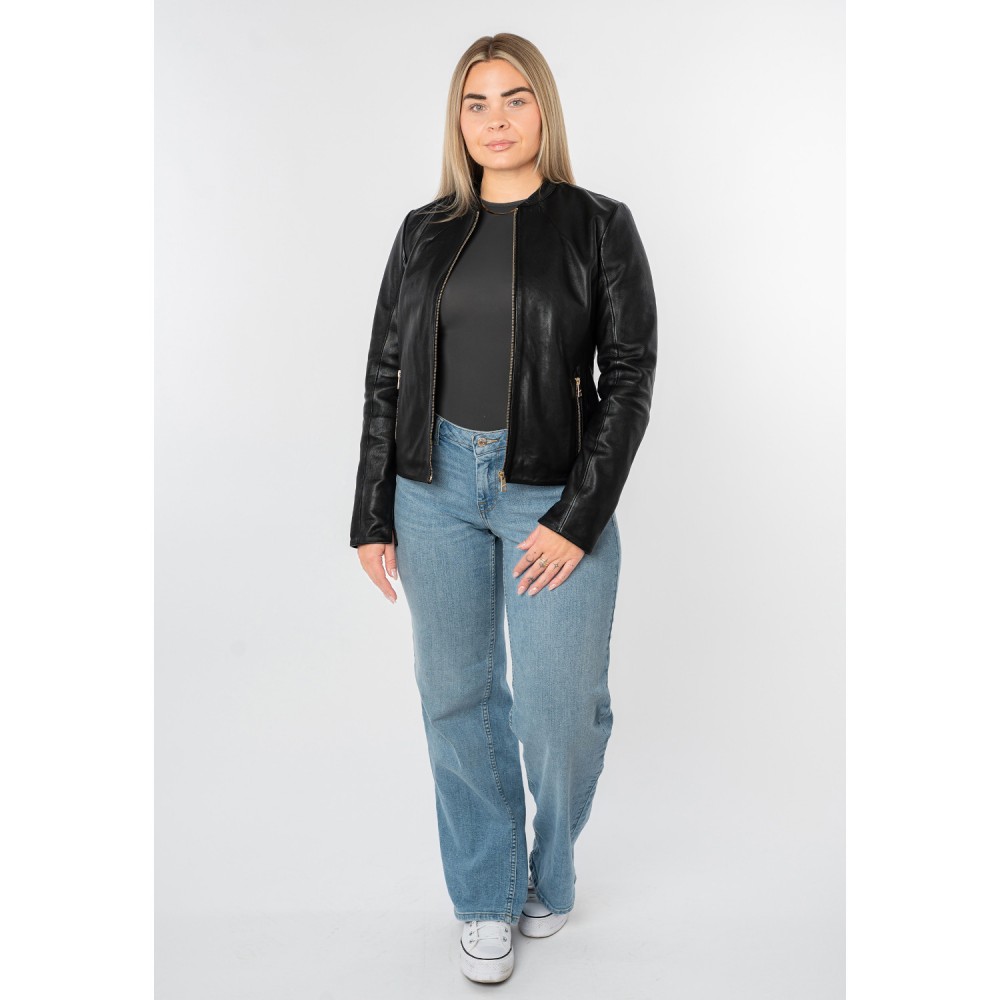 Geaca de Piele Dama Mauritius Neagra MWArmaly