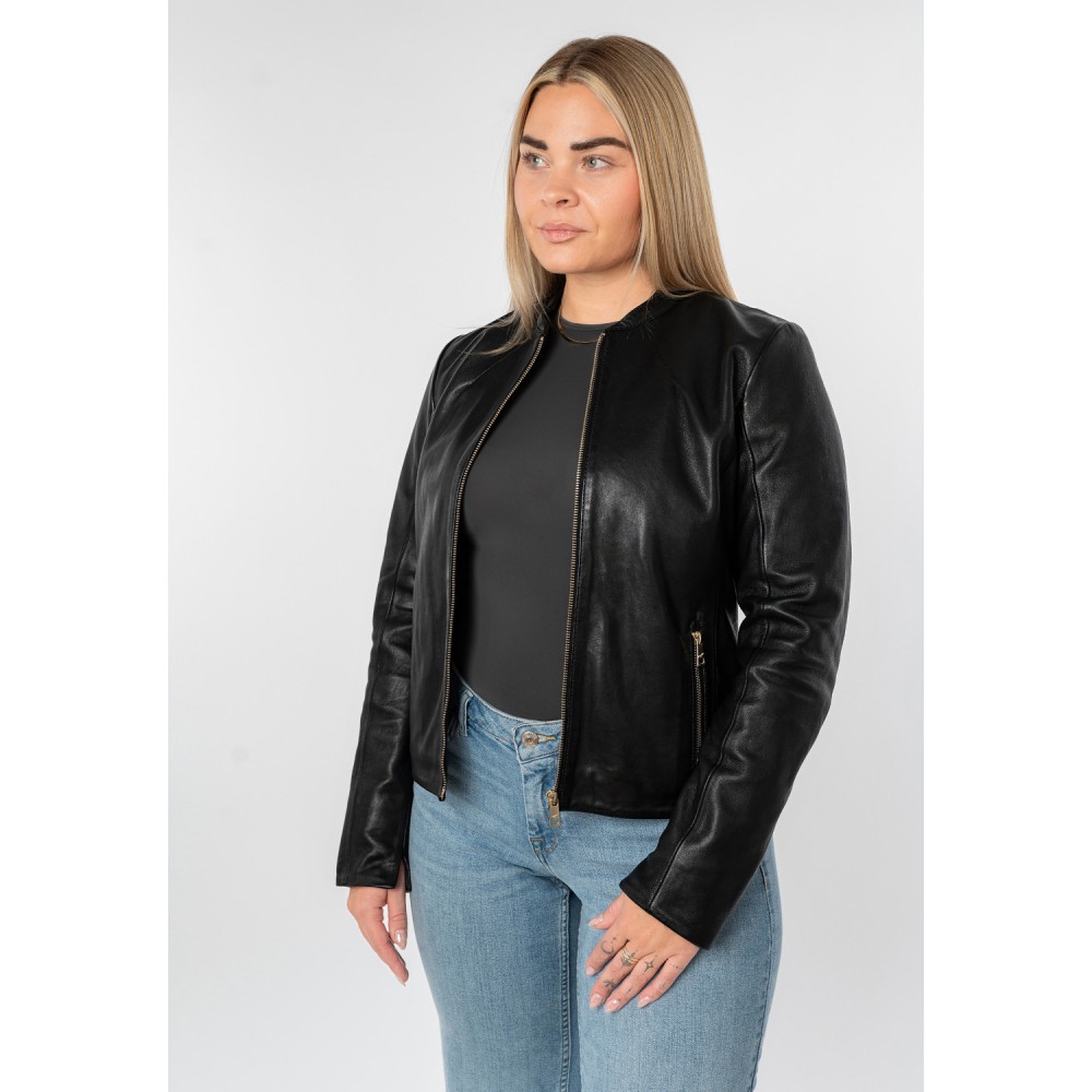 Geaca de Piele Dama Mauritius Neagra MWArmaly