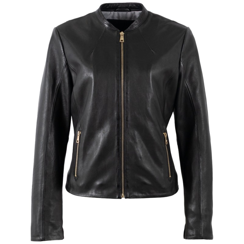 Geaca de Piele Dama Mauritius Neagra MWArmaly – Geci de Piele