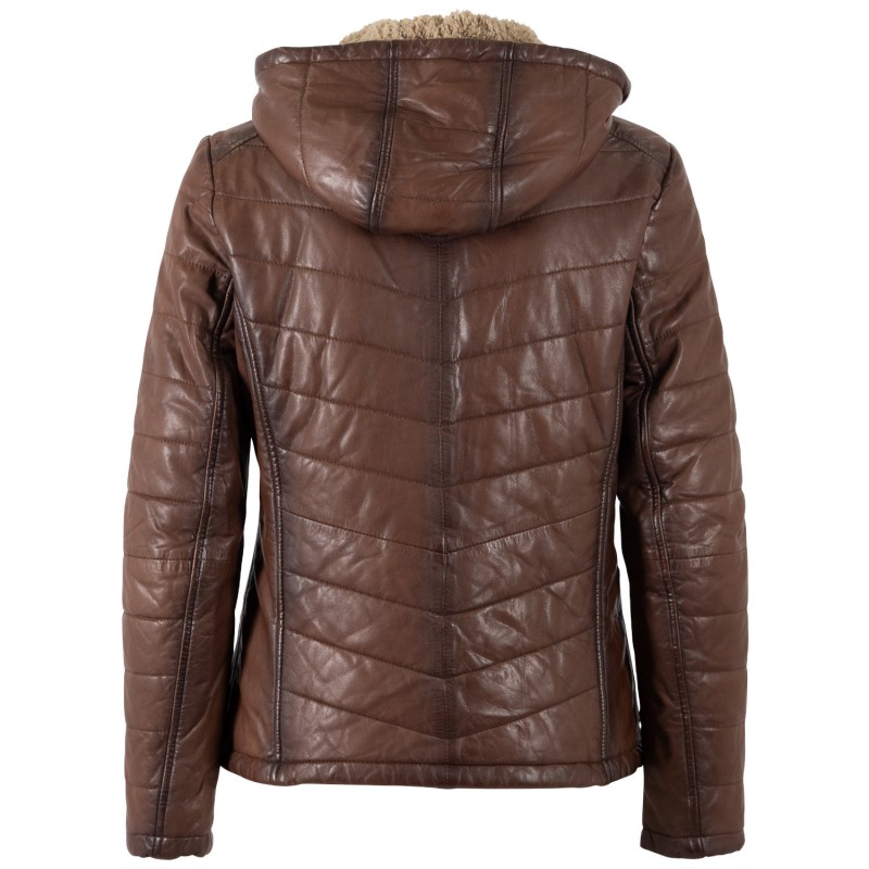 Geaca de Piele Dama Mauritius Whiskey Inchis MWAurora – Geci de Iarna