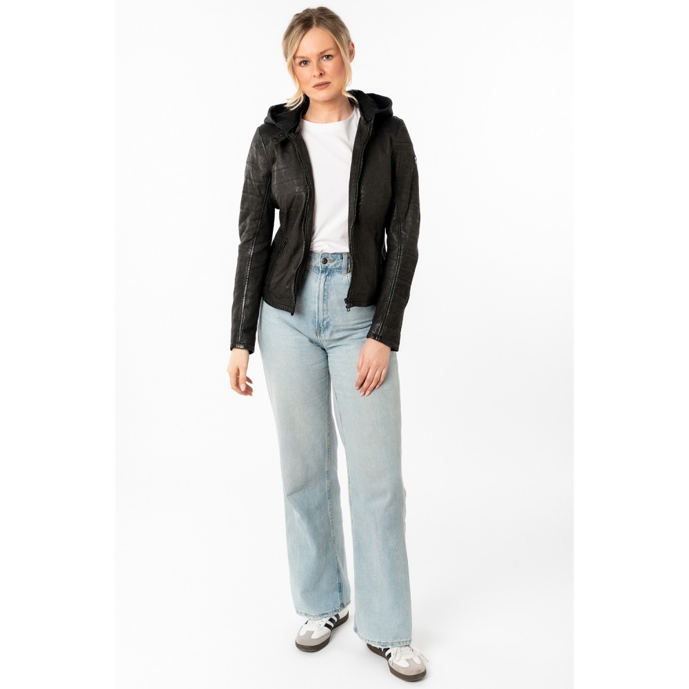 Geaca de Piele Dama Mauritius Neagra MWAydana - readytowear