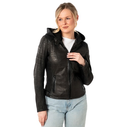 Geaca de Piele Dama Mauritius Neagra MWAydana