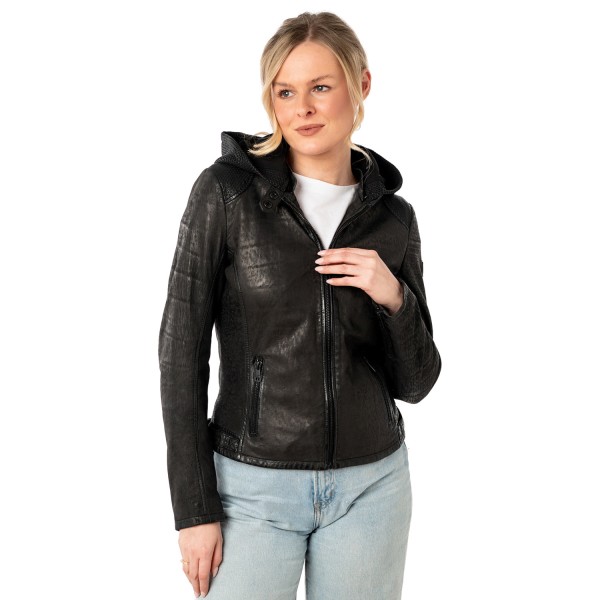 Geaca de Piele Dama Mauritius Neagra MWAydana