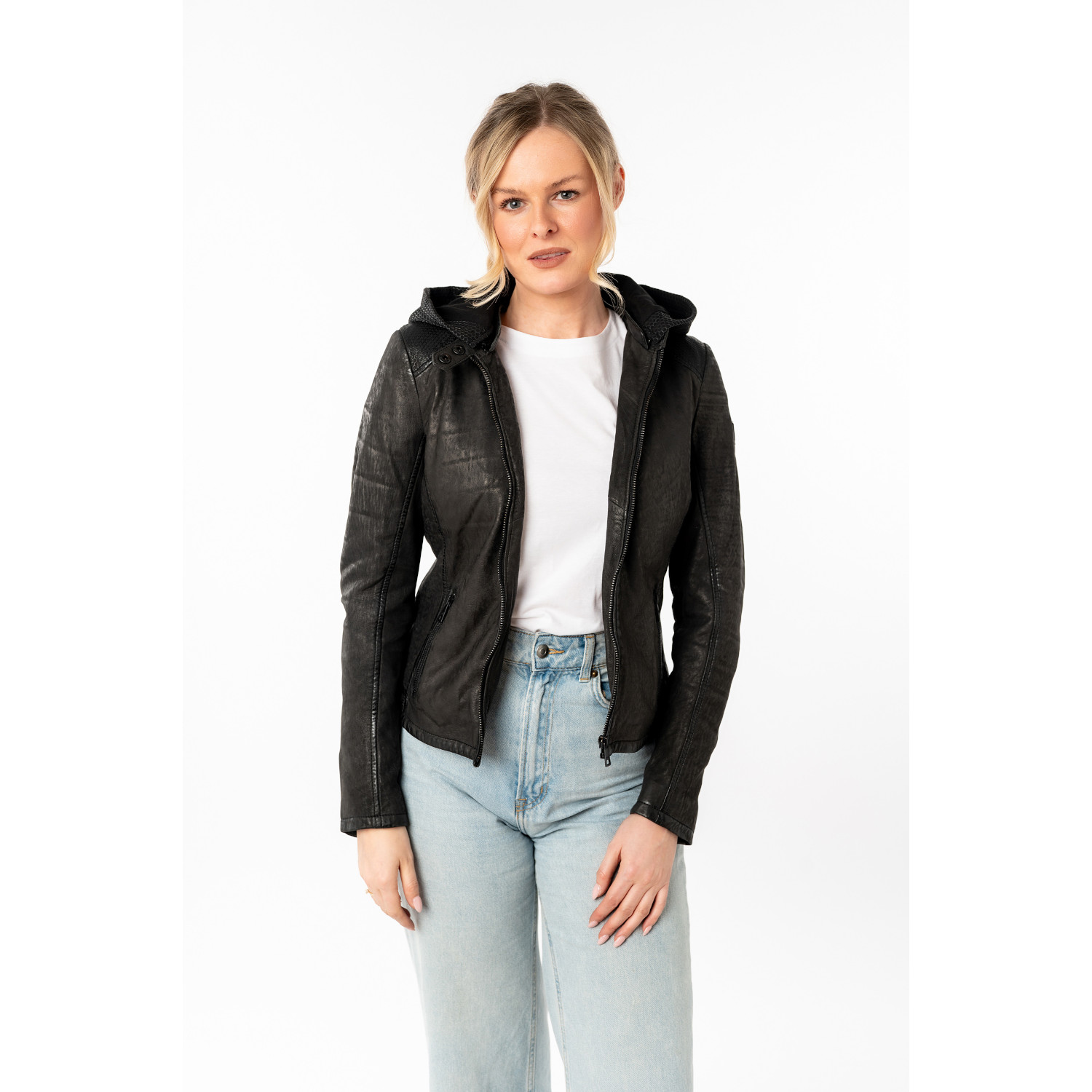 Geaca de Piele Dama Mauritius Neagra MWAydana – Geci de Piele