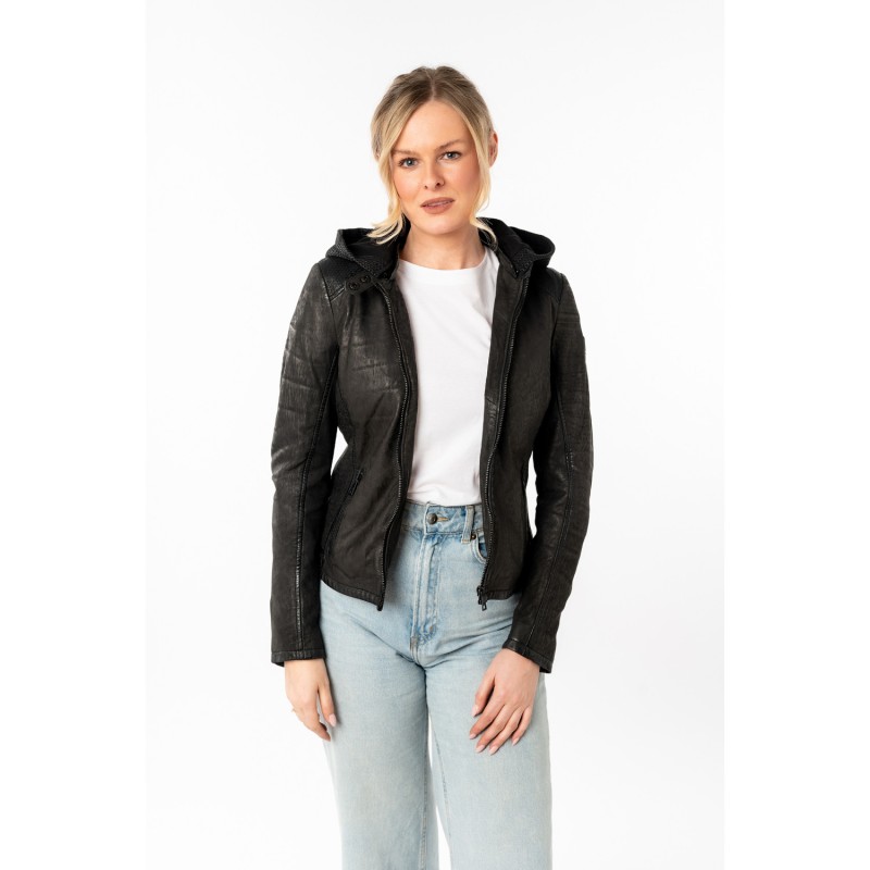 Geaca de Piele Dama Mauritius Neagra MWAydana – Geci de Piele