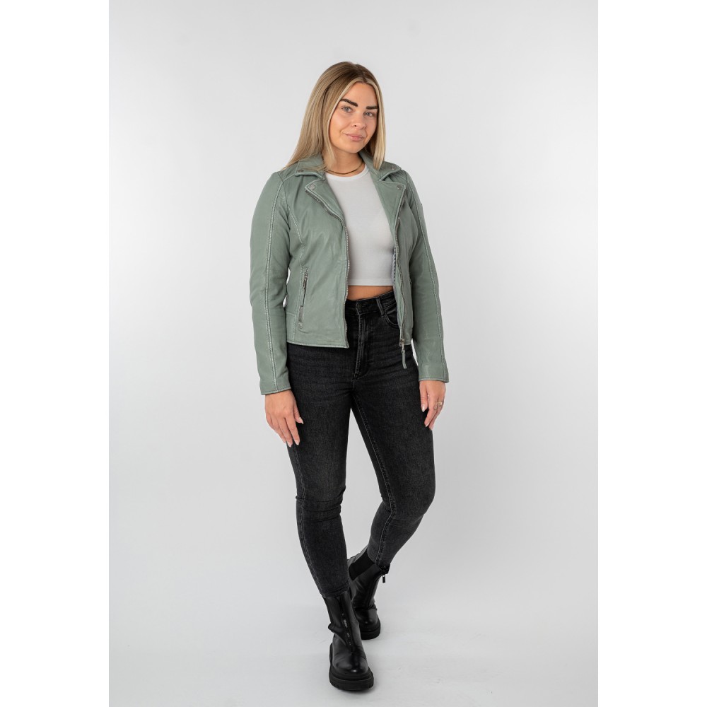 Geaca de Piele Dama Mauritius Verde Prafuit MWBajah