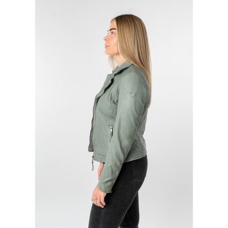 Geaca de Piele Dama Mauritius Verde Prafuit MWBajah – Geci de Piele