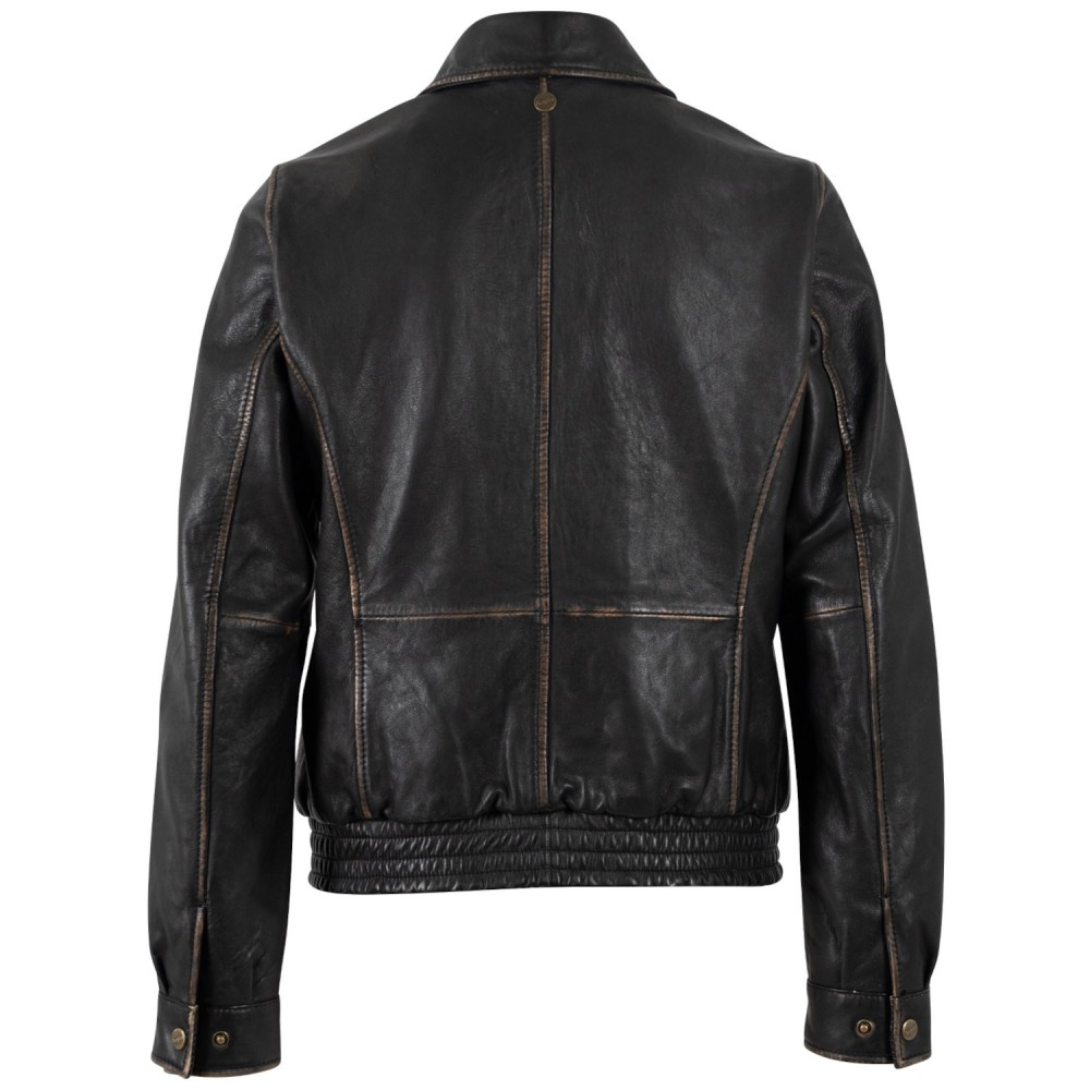 Geaca de Piele Dama Mauritius Negru/Bej MWBjanka - readytowear