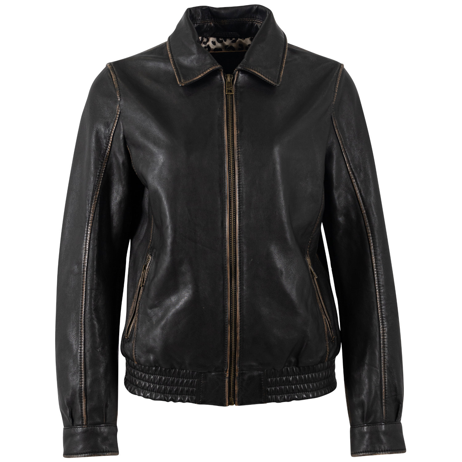 Geaca de Piele Dama Mauritius Negru/Bej MWBjanka – Geci de Piele