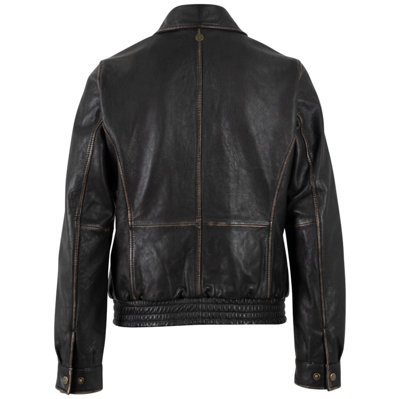 Geaca de Piele Dama Mauritius Negru/Bej MWBjanka – Geci de Piele