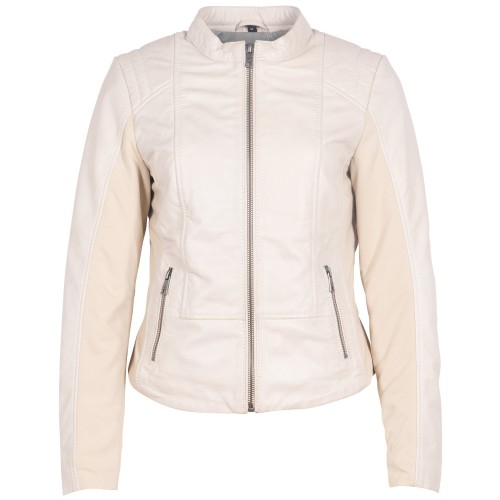 Geaca de Piele Dama Mauritius Alb Ivoriu MWBylli