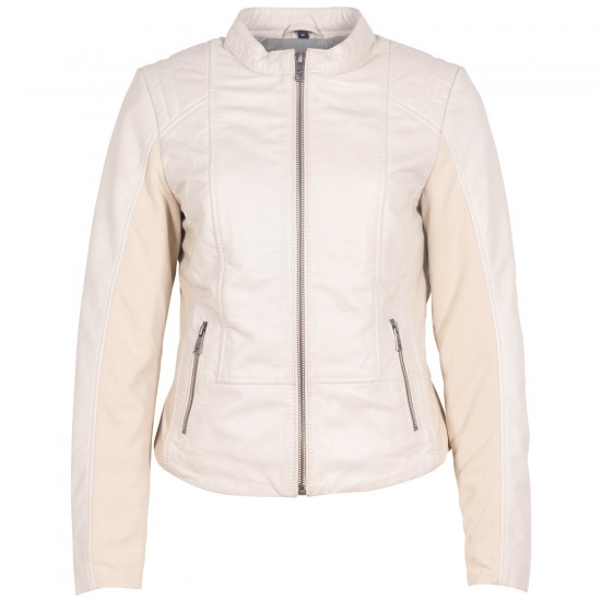 Geaca de Piele Dama Mauritius Alb Ivoriu MWBylli
