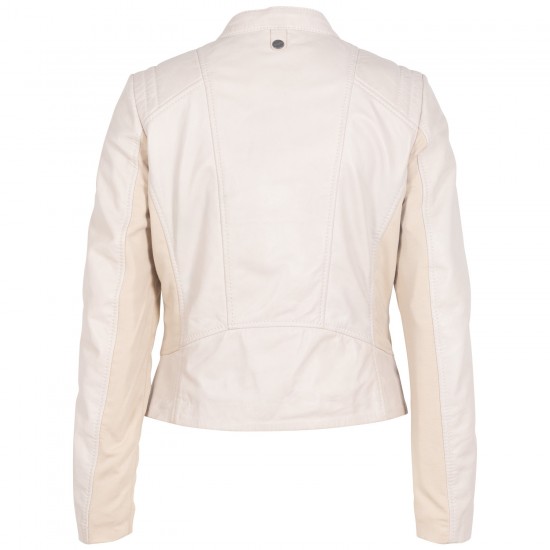 Geaca de Piele Dama Mauritius Alb Ivoriu MWBylli