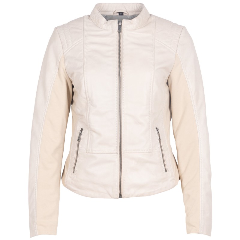 Geaca de Piele Dama Mauritius Alb Ivoriu MWBylli – Geci de Piele