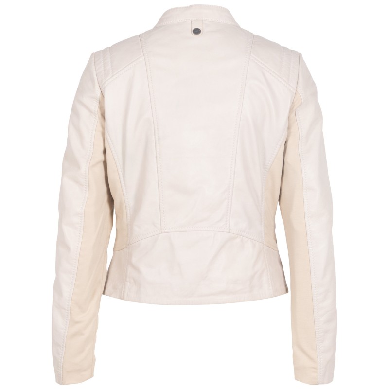 Geaca de Piele Dama Mauritius Alb Ivoriu MWBylli – Geci de Piele