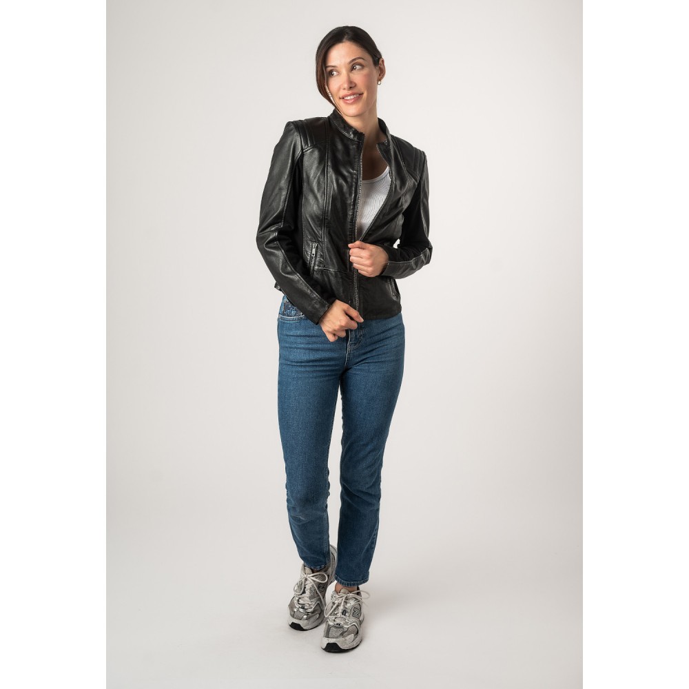 Geaca de Piele Dama Mauritius Neagra MWBylli - readytowear