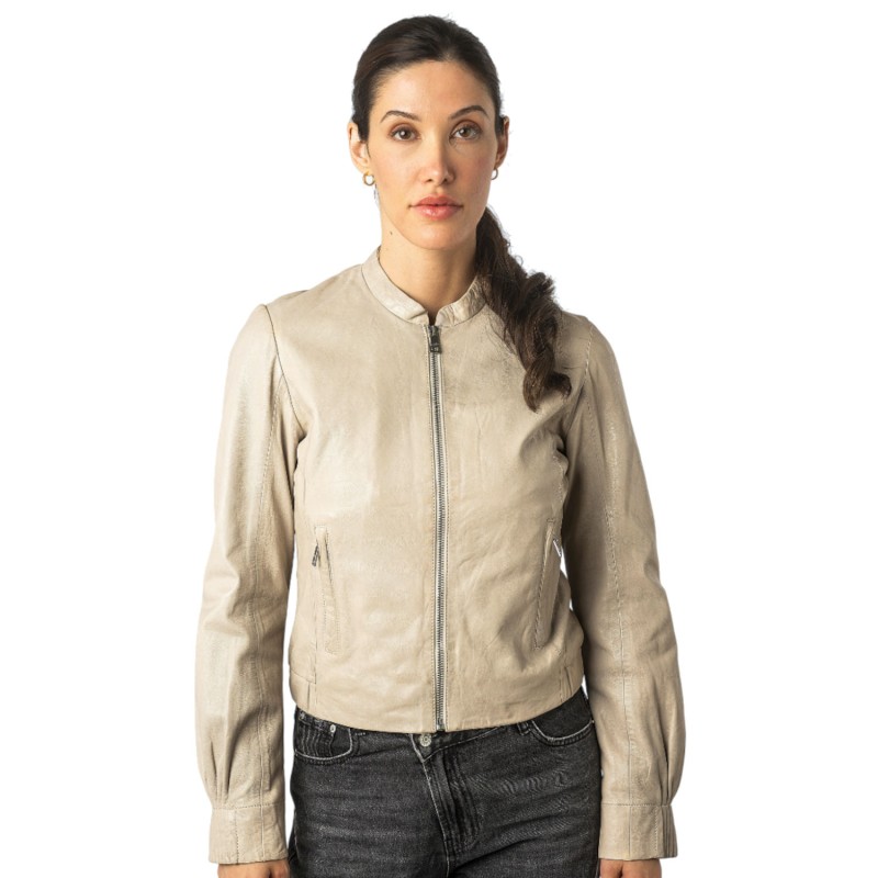 Geaca de Piele Dama Mauritius Alb Ivoriu MWCandie – Geci de Piele