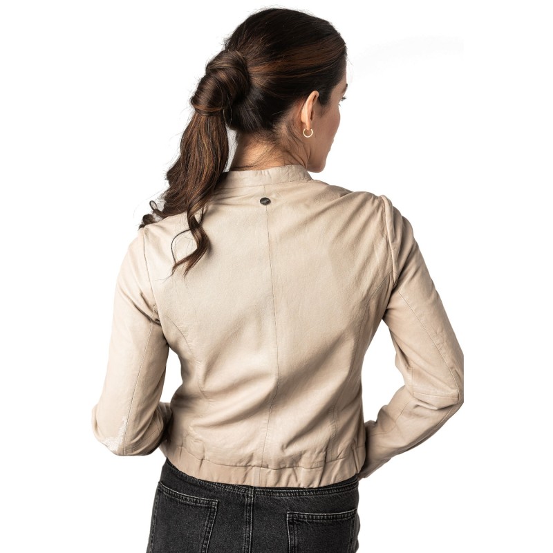 Geaca de Piele Dama Mauritius Alb Ivoriu MWCandie – Geci de Piele