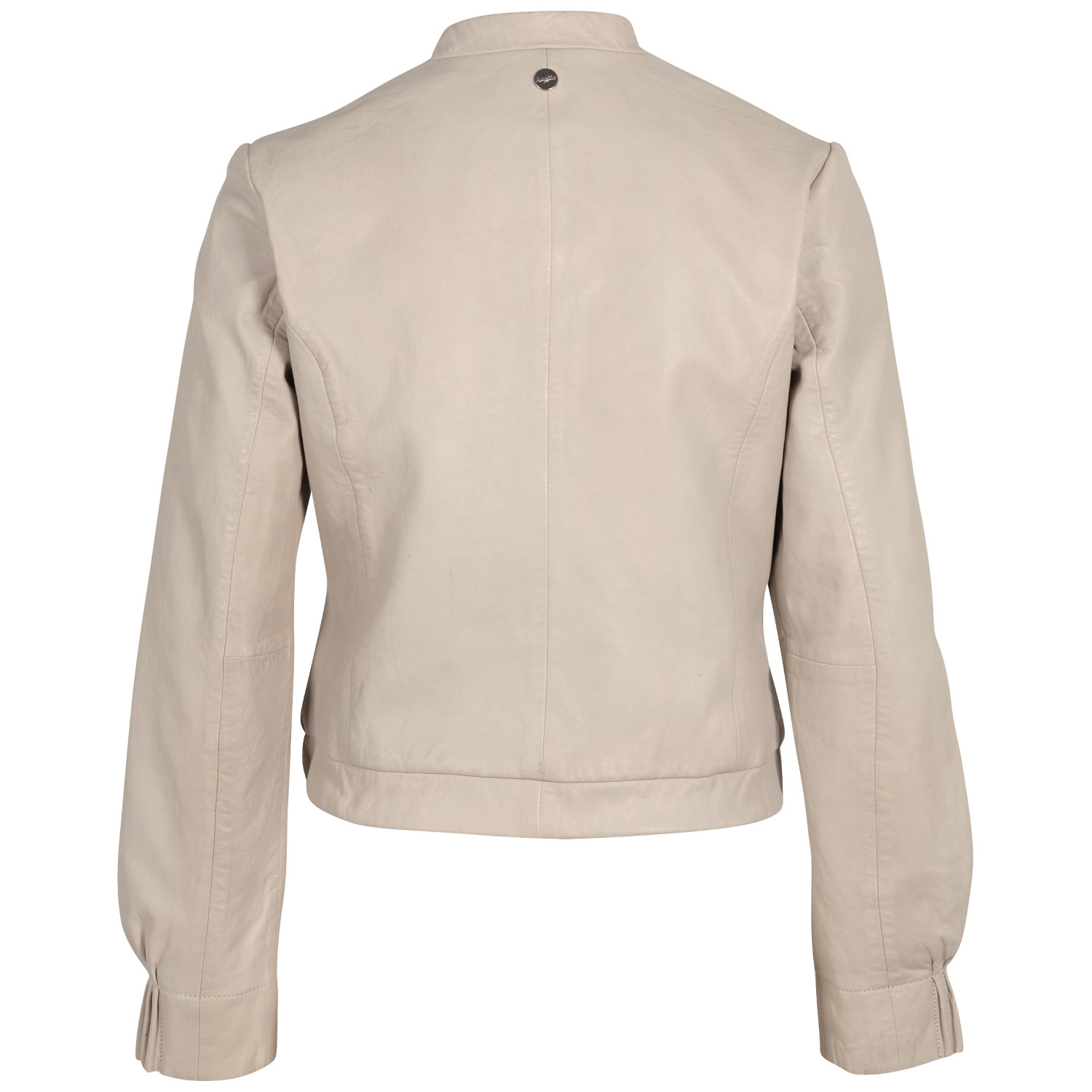 geaca piele naturala dama mauritius mwcandie alb ivoriu mansete plisate