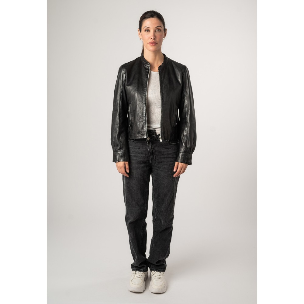 Geaca de Piele Dama Mauritius Neagra MWCandie - readytowear