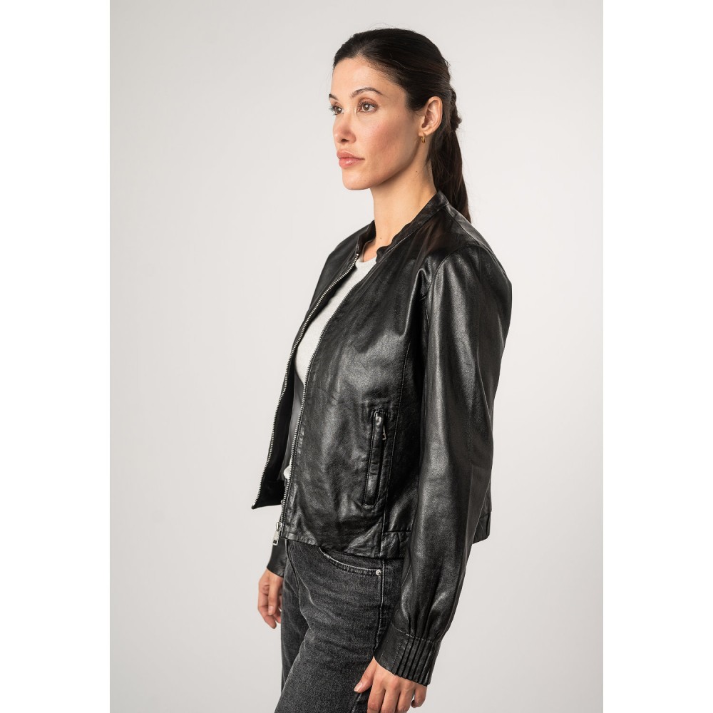 Geaca de Piele Dama Mauritius Neagra MWCandie - readytowear