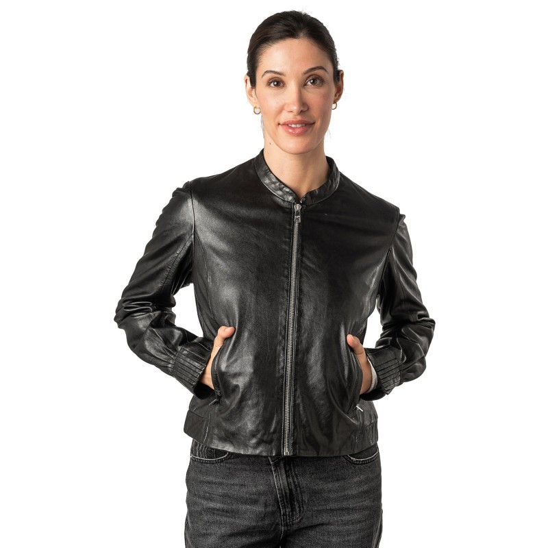 Geaca de Piele Dama Mauritius Neagra MWCandie – Geci de Piele