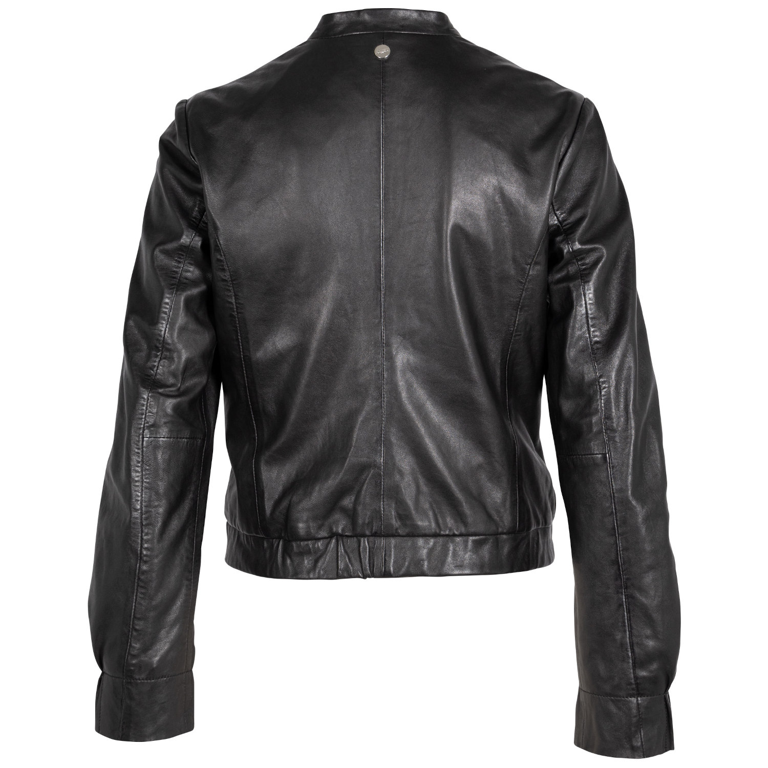 geaca piele naturala dama mauritius mwcandie neagra mansete plisate