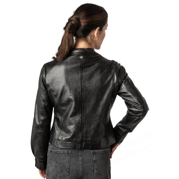 Geaca de Piele Dama Mauritius Neagra MWCandie Geaca de Piele Dama Mauritius Neagra MWCandie