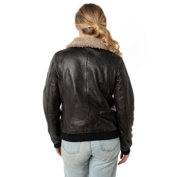 Geaca de Piele Dama Mauritius Negru Vintage MWCarlene