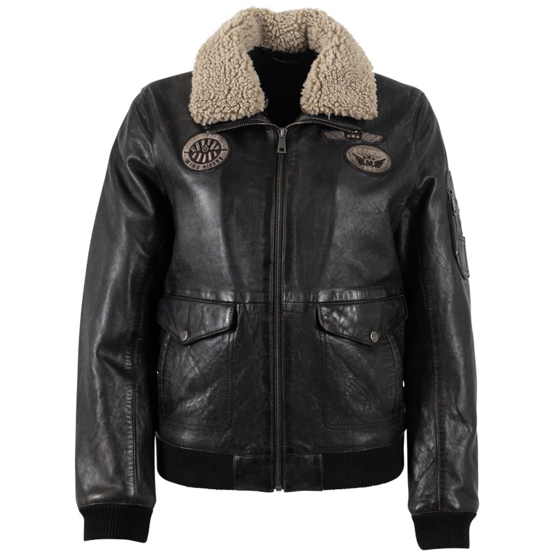 Geaca de Piele Dama Mauritius Negru Vintage MWCarlene – Geci de Piele