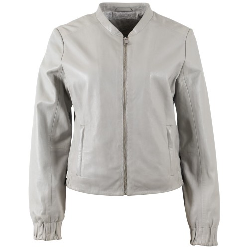 Geaca de Piele Dama Mauritius Gri Argintiu MWCassie