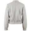 Geacă de Piele Mauritius MWCassie - Gri Argintiu Bomber Style geaca piele dama mauritius gri argintiu mwcassie stil bomber talie elastica