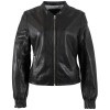 geaca piele dama mauritius neagra mwcassie stil bomber neted talie elastica