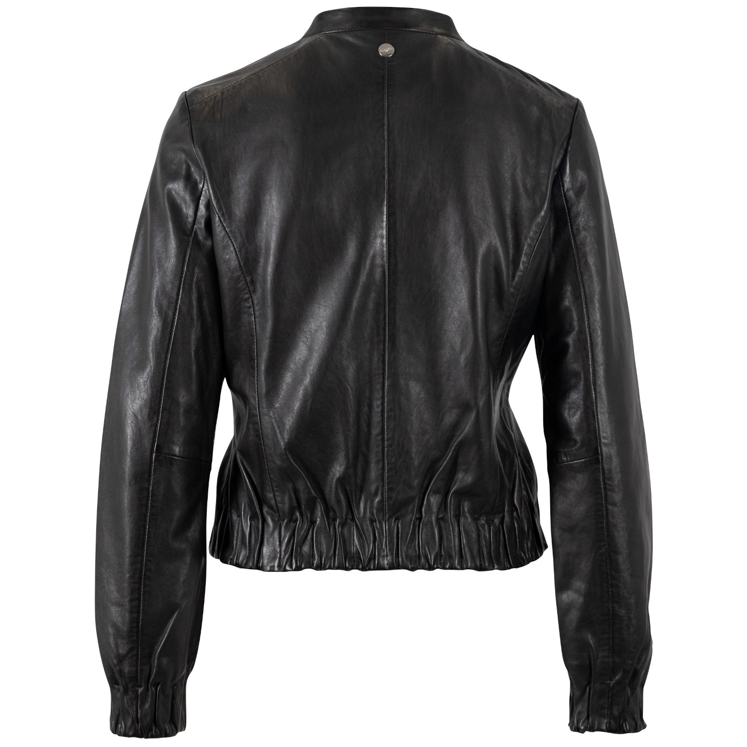 geaca piele dama mauritius neagra mwcassie stil bomber neted talie elastica