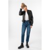 geaca piele dama mauritius neagra mwcassie stil bomber neted talie elastica