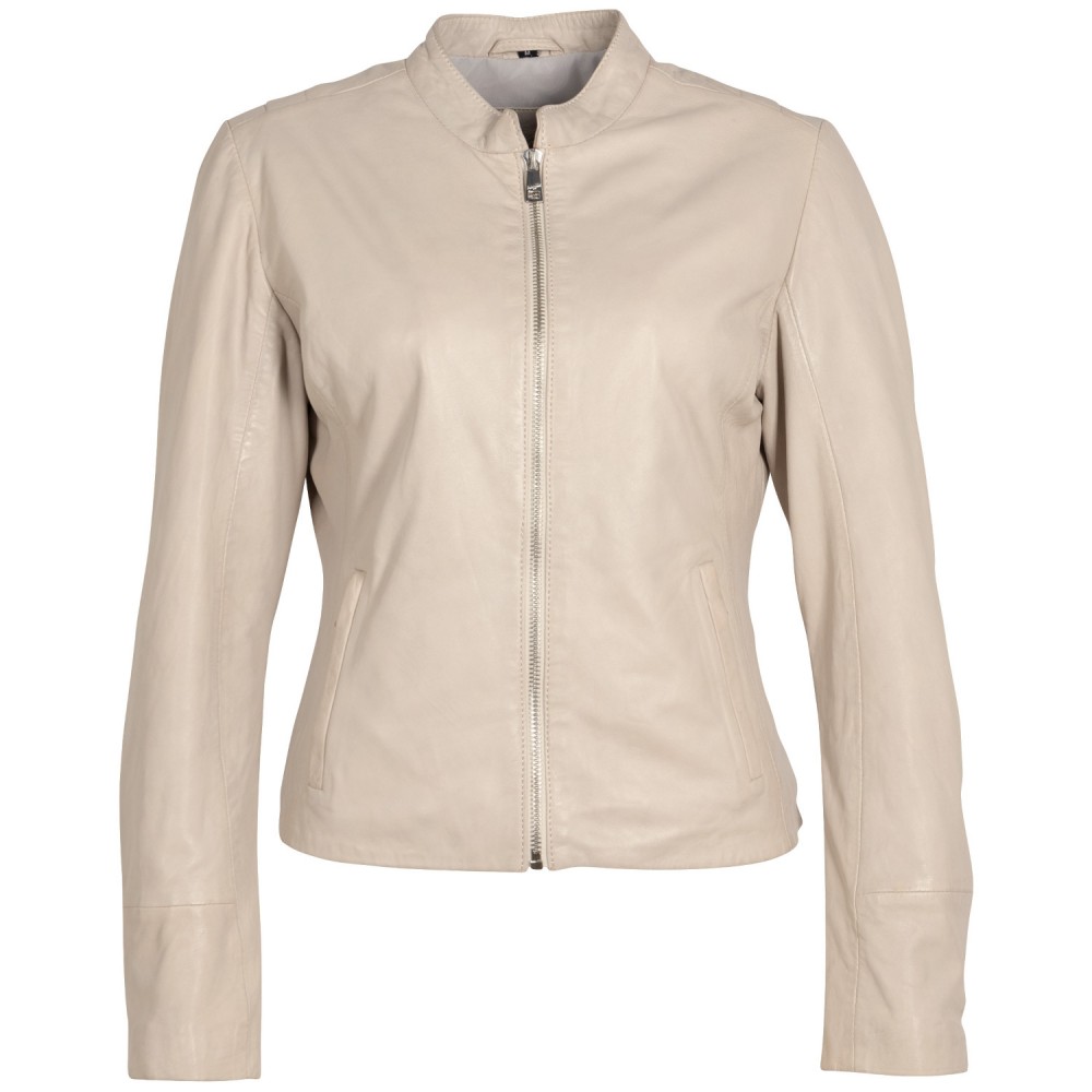 Geaca de Piele Dama Mauritius Alb Ivoriu MWCelly - readytowear